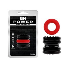 Набір ерекційних кілець чорне/червоне GK Power Hard-On Ring Set Chisa