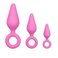 Набор анальных пробок Easytoys Pink Buttplugs With Pull Ring - Set