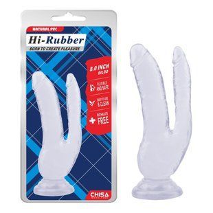Фаллоимитатор&nbsp;двойной&nbsp;Chisa&nbsp;Hi-Rubber&nbsp;8.0&nbsp;Dildo, прозрачный