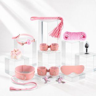 Набор БДСМ DS Fetish в чёрной коробочке, розовый, 10 предметов