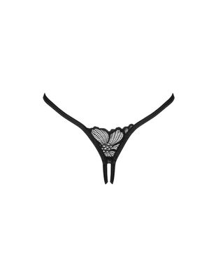 Кружевные стринги с открытым доступом Serafia Obsessive, черные, XS/S