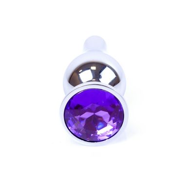 Анальная пробка с камнем Plug-Jewellery Silver BUTT PLUG- Purple