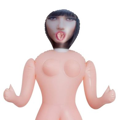 Секс-кукла с тремя рабочими отверстиями, со съемным мастурбатором, бежевая, 155 см