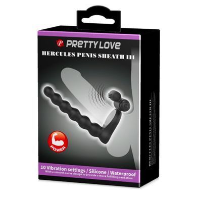 Віброкільце для подвійного проникнення PRETTY LOVE зі стимуляцією клітора, чорне, 15,3 &times; 3,2 см