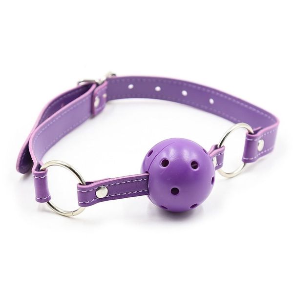 Кляп DS Fetish, фиолетовый шарик на фиолетовом ремешке