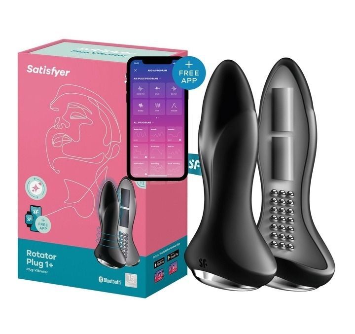Анальна смарт пробка з вібрацією та намистинами Satisfyer Rotator Plug 1 Connect App чорна