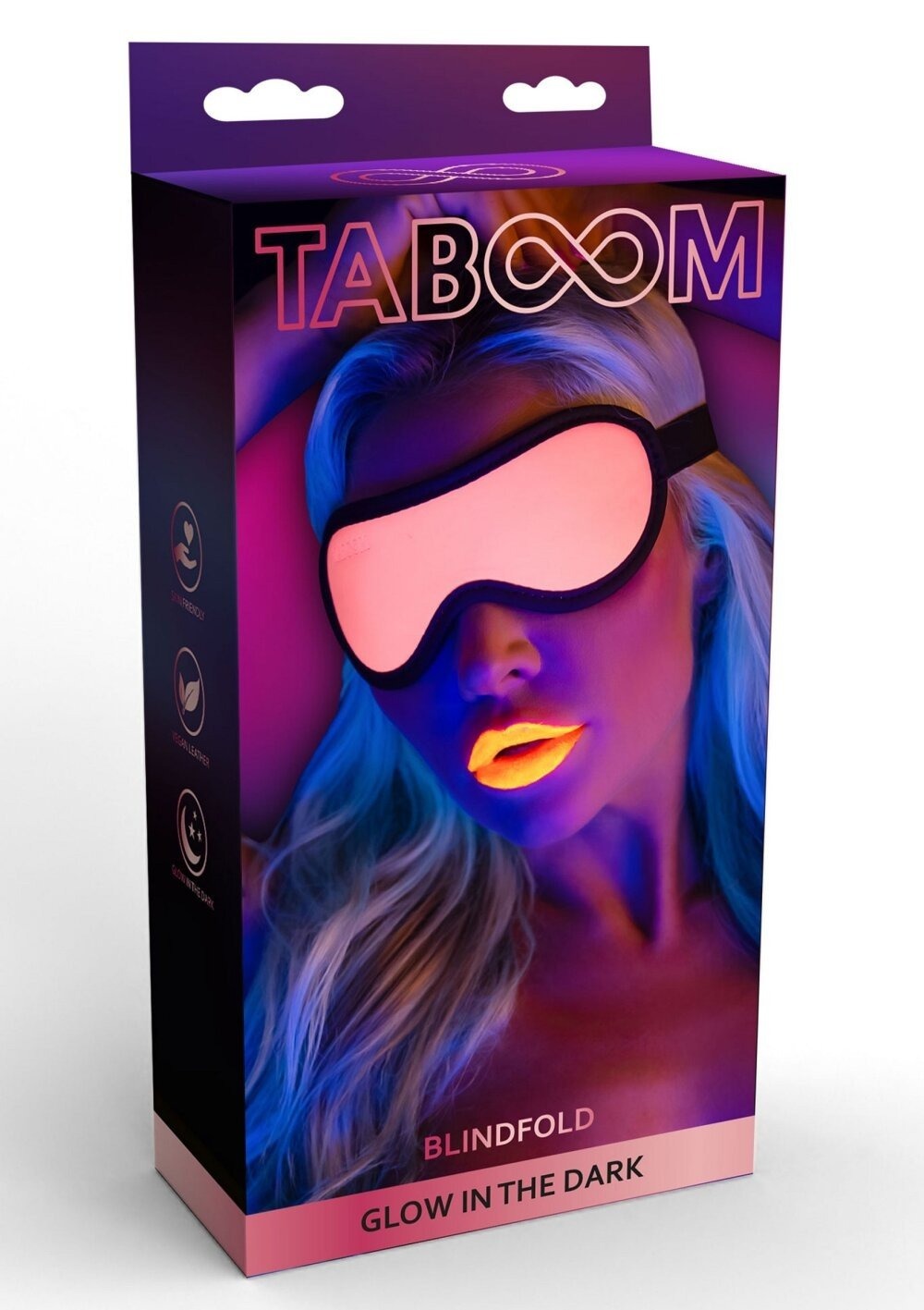 Маска на очі, що світиться у темряві Taboom Blindfold рожево-чорна