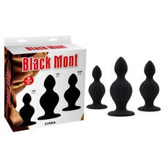 Набір великих анальних пробок Chisa Black Mont Black Silicone