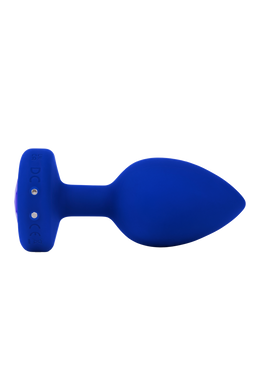 Анальная пробка с камнем и с вибрацией L/XL B-Vibe с дистанционным пультом управления, синяя