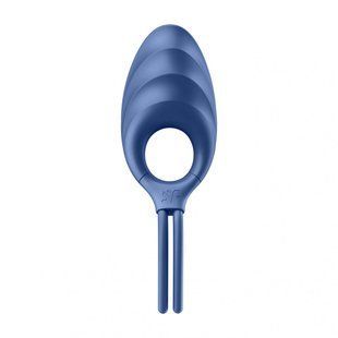 Регулируемое эрекционное кольцо Satisfyer Swordsman Camouflage с вибрацией, голубое
