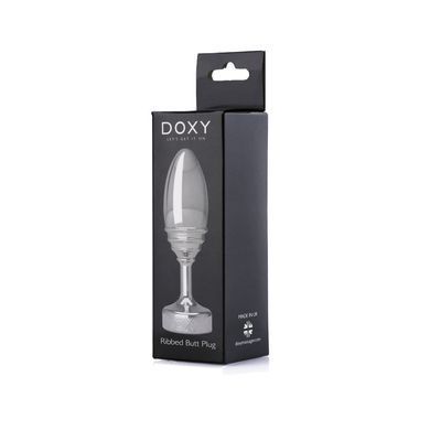 Анальна пробка ребриста Doxy Ribbed Butt Plug метал, срібляста