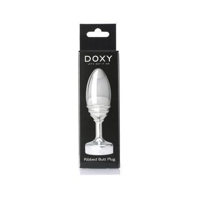 Анальна пробка ребриста Doxy Ribbed Butt Plug метал, срібляста