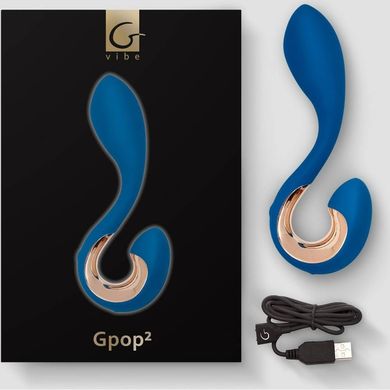 Вибратор для точек G и P Gpop2 синий, 12.5 х 2.8 см