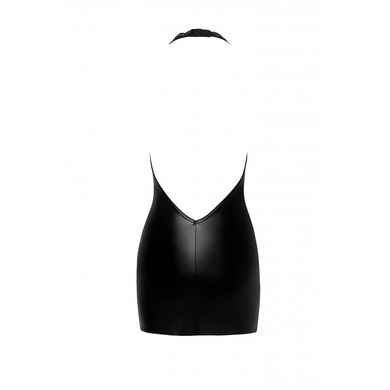 Вінілова міні-сукня L F283 Noir Handmade, з мереживом, чорна