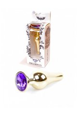 Анальна пробка з фіолетовим каменем Plug-Jewellery Gold BUTT PLUG-Purple