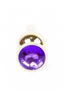 Анальная пробка с фиолетовым камнем Plug-Jewellery Gold BUTT PLUG- Purple