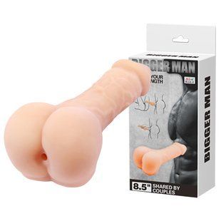 Мастурбатор-насадка у вигляді пеніса BAILE Bigger Man Penis, реалістичний, кібершкіра, 21,5 &times; 4,5 см