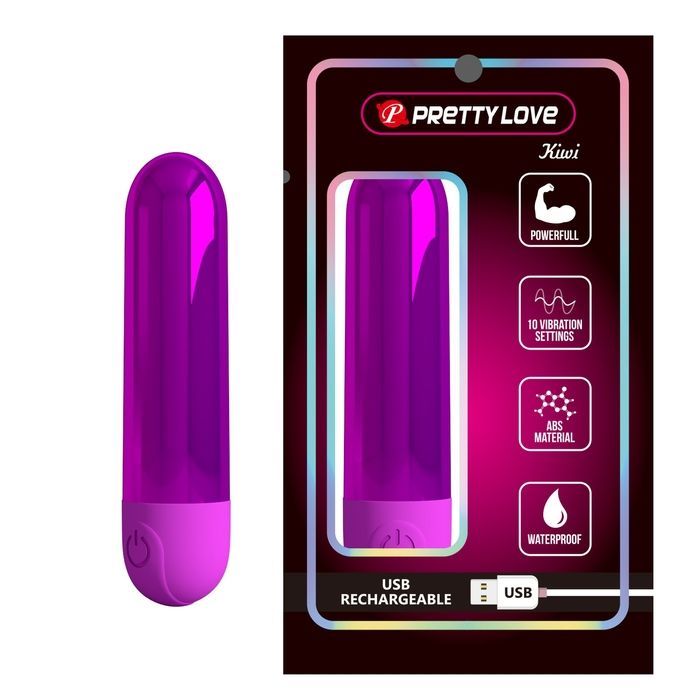 Вибропуля Pretty Love Kiwi фиолетовая, 8 х 1.8 см
