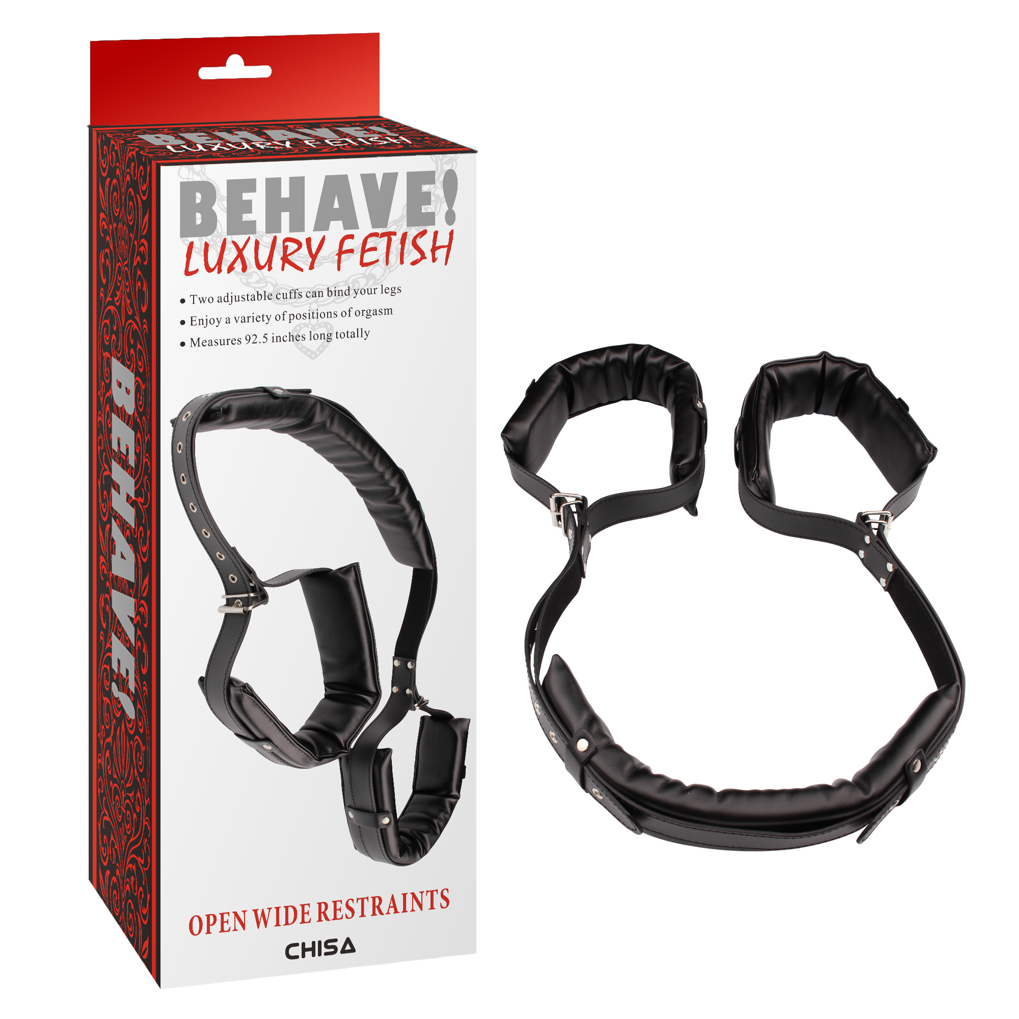 Фіксатори&nbsp;широкі Chisa Behave!Open&nbsp;Wide&nbsp;Restraints, чорні