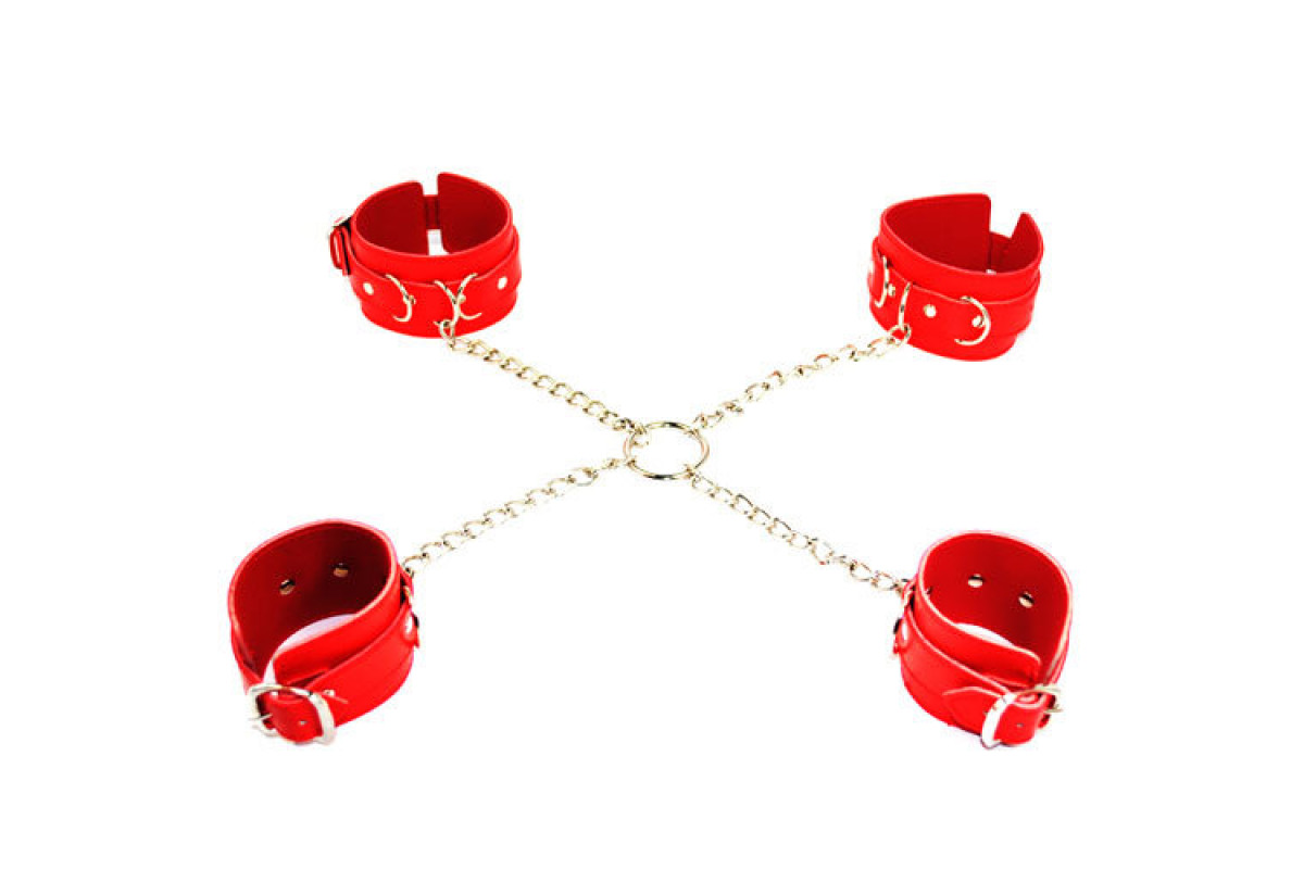 Обмежувачі DS Fetish Hogtie restraints with chain red