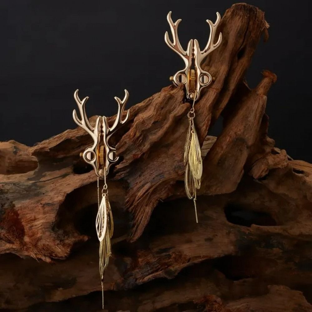 Затискачі для сосків у вигляді оленів Sevanda Lockin Stag Clamps, з підвісками, металеві, золоті