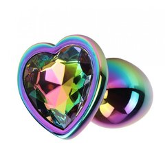 Анальний корок різнокольоровий металевий з каменем у формі серця Розмір S Matrix Mont Chisa