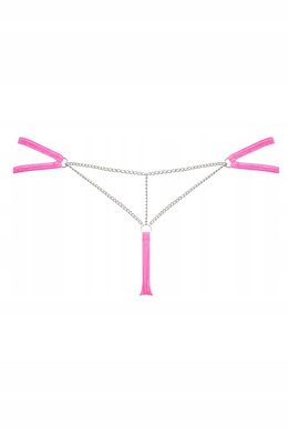 Сексуальные стринги с цепочкой Obsessive Chainty thong pink S/M