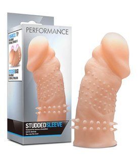 Насадка на пенис с рельефными шипами Blush Performance Studded Sleeve бежевая