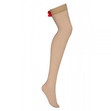 Чулки красный бант Obsessive S808 stockings beige L/XL