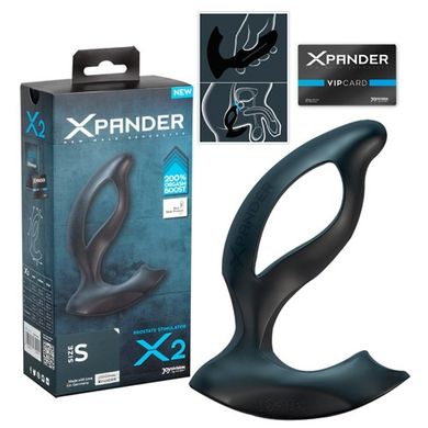 Массажер простаты, размер М, XPANDER X2 черный, 10.5 см х 4.5 см