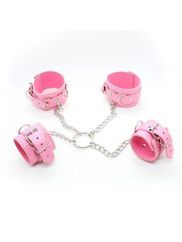 Ограничители DS Fetish Hogtie restraints with chain pink
