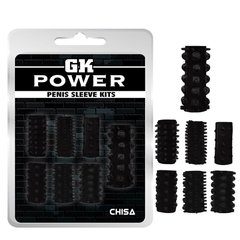 Набір рельєфних насадок на член GK Power Chisa чорний, 7 шт