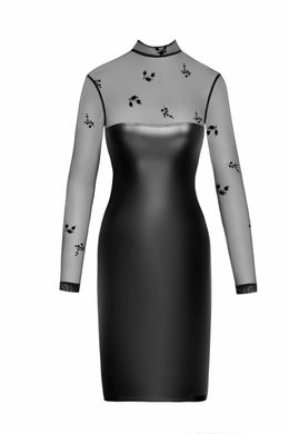 Платье виниловое Sublime F310 Noir Handmade, с полупрозрачным верхом, черное, размер М