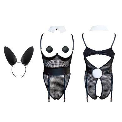 Сексуальный костюм зайки UPKO Bunny Girl Bodysuit с открытой грудью, черный, М
