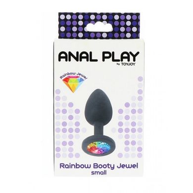 Пробка с радужным камнем силикон черный Toy Joy Rainbow Booty Jewel Small