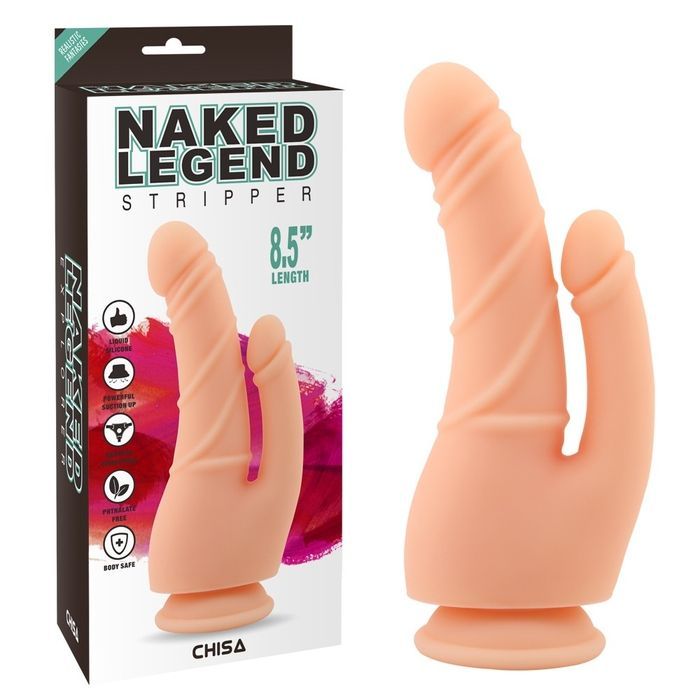 Фалоімітатор&nbsp;подвійний&nbsp;на&nbsp;присосці Chisa Naked&nbsp;Legend&nbsp;Stripper&nbsp;8.5, бежевий