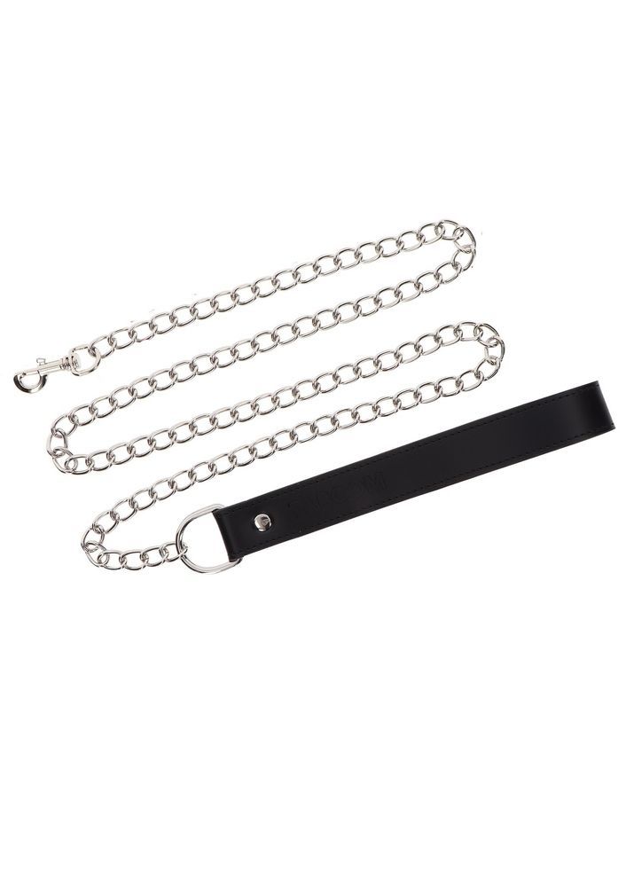 Поводок с карабином и черной петлей Taboom Luxury Bondage Essentials Chain Leash, серебристый