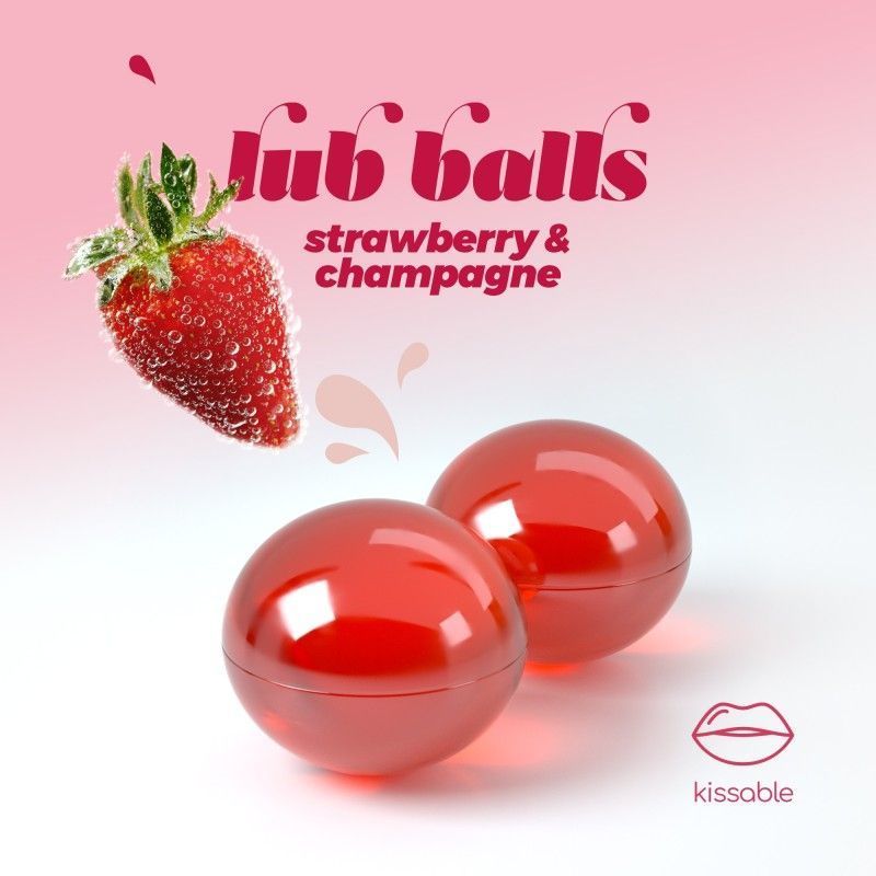 Бразильські вибухові кульки для масажу Crushious Lub Balls Strawberry&Champagne зі смаком шампанського з полуницею