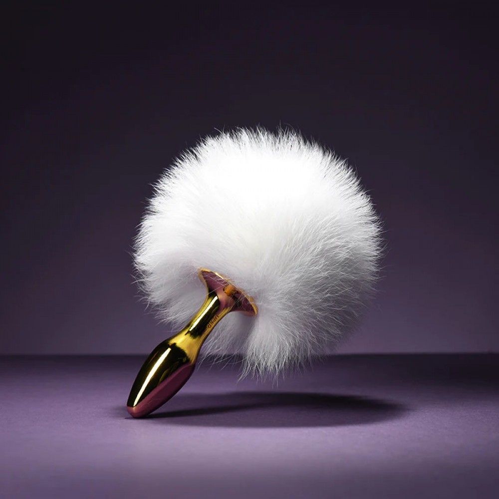 Анальная пробка в виде хвоста кролика Upko Rabbit Fur Bunny Tail Small Butt Plug из кроличьего меха