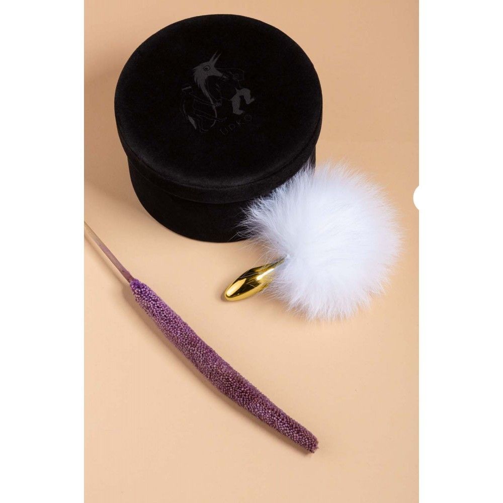 Анальная пробка в виде хвоста кролика Upko Rabbit Fur Bunny Tail Small Butt Plug из кроличьего меха