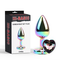 Анальна Hi-Basi Rainbow Heart Butt Plug Chisa, Радужный