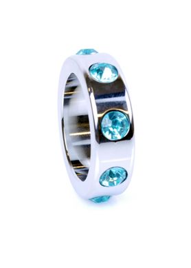 Эрекционное кольцо Boss Series Metal Cock Ring with Light Blue Diamonds Medium