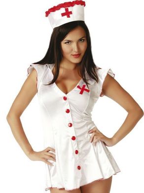 Костюм медсестри білий халат з червоними гудзиками M / L, Білий, M/L