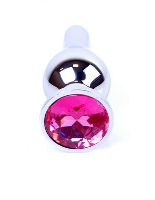 Анальная пробка с розовым кристаллом Plug-Jewellery Silver BUTT PLUG- Pink