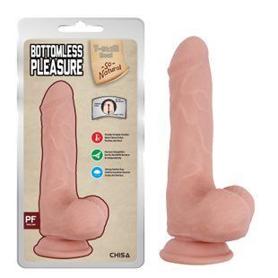 Фаллоимитатор реалистичный Chisa T-skin ReaL Bottomless&nbsp;Pleasure с мошонкой на присоске