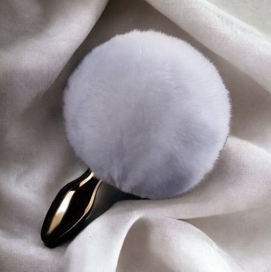 Анальная пробка в виде хвоста кролика Upko Rabbit Fur Bunny Tail Small Butt Plug из кроличьего меха