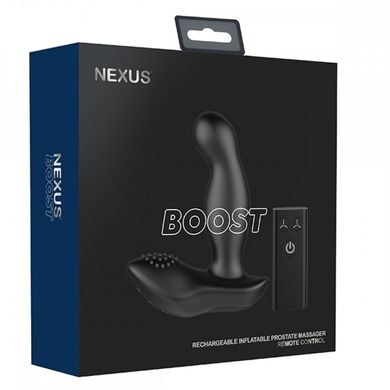 Массажер простаты с вибрацией и накачкой Boost Nexus, силиконовый, черный, 13 х 3.7 см
