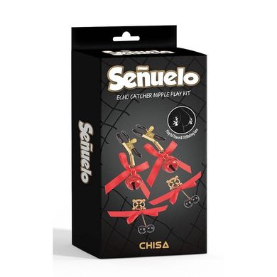 Набір затискачів на соски з дзвіночками Senuelo Chisa, червоний, 2 пари