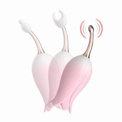 Ультразвуковой вибратор для клитора в форме тюльпаня Bloom OTOUCH, с двумя насадками, розовый