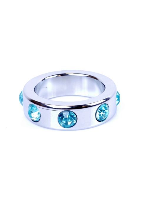 Эрекционное кольцо Boss Series Metal Cock Ring with Light Blue Diamonds Medium